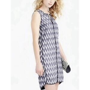 J.Crew blue and white chevron ikat pattern sleeveless shift dress Size 8